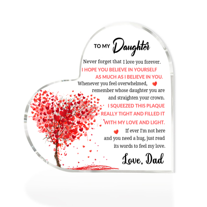To My Daughter Acrylic Heart Keepsake Red Tree Ornament - Never Forget That I Love You Forever-Jessemade AU