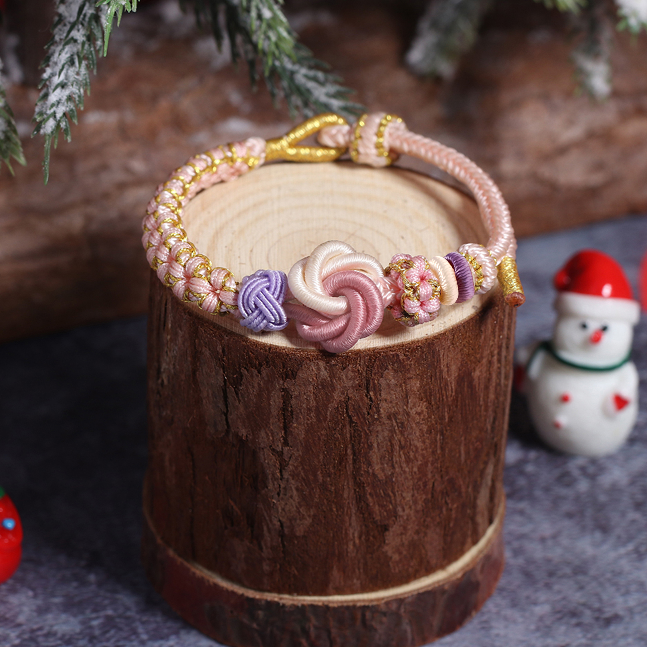 To My Granddaughter Bracelet with Message Card Peach Blossom Knot Braided Bracelet Back To School Gift for Girls Kids-Jessemade AU