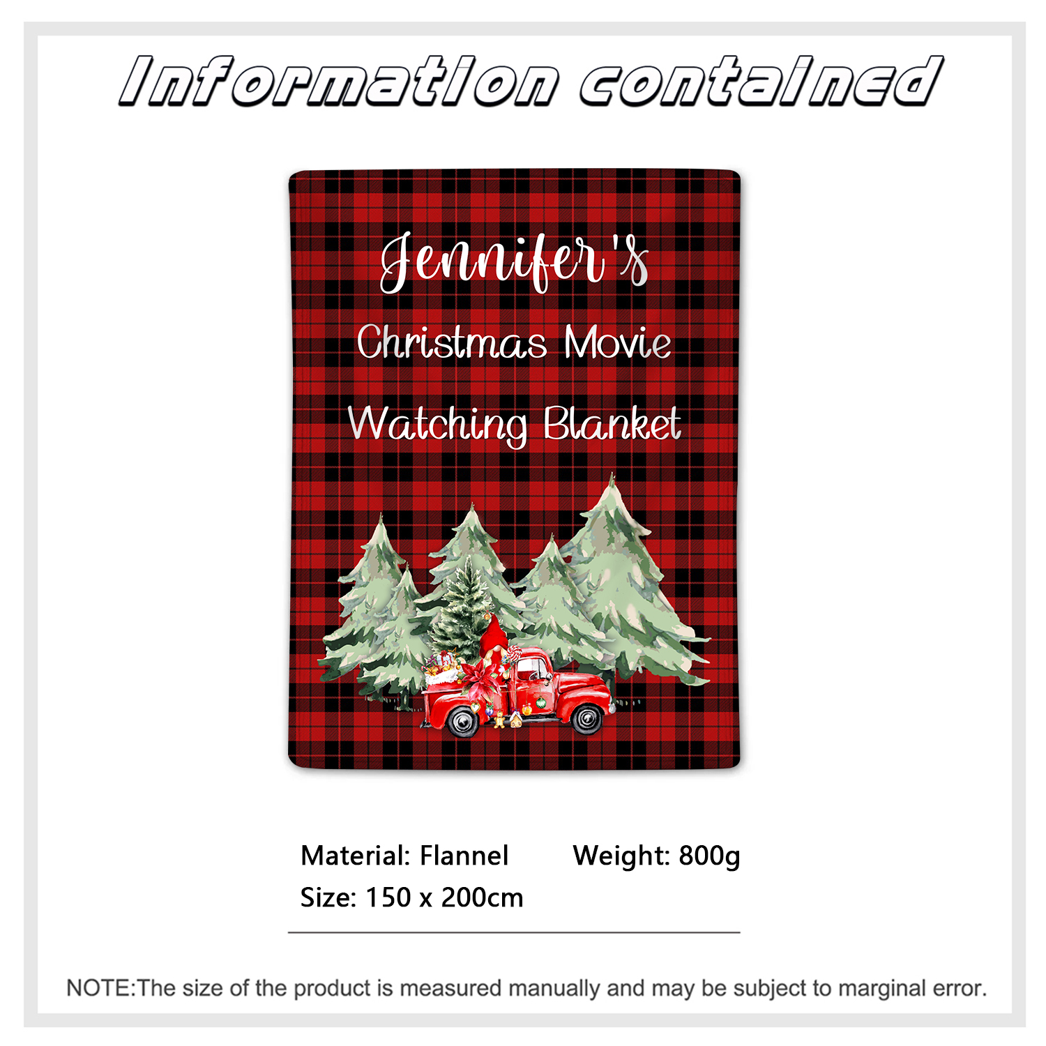 Personalised Christmas Movie Blanket Custom Name Blanket Christmas Gift for Family Friends - Christmas Movie Watching Blanket-Jessemade AU