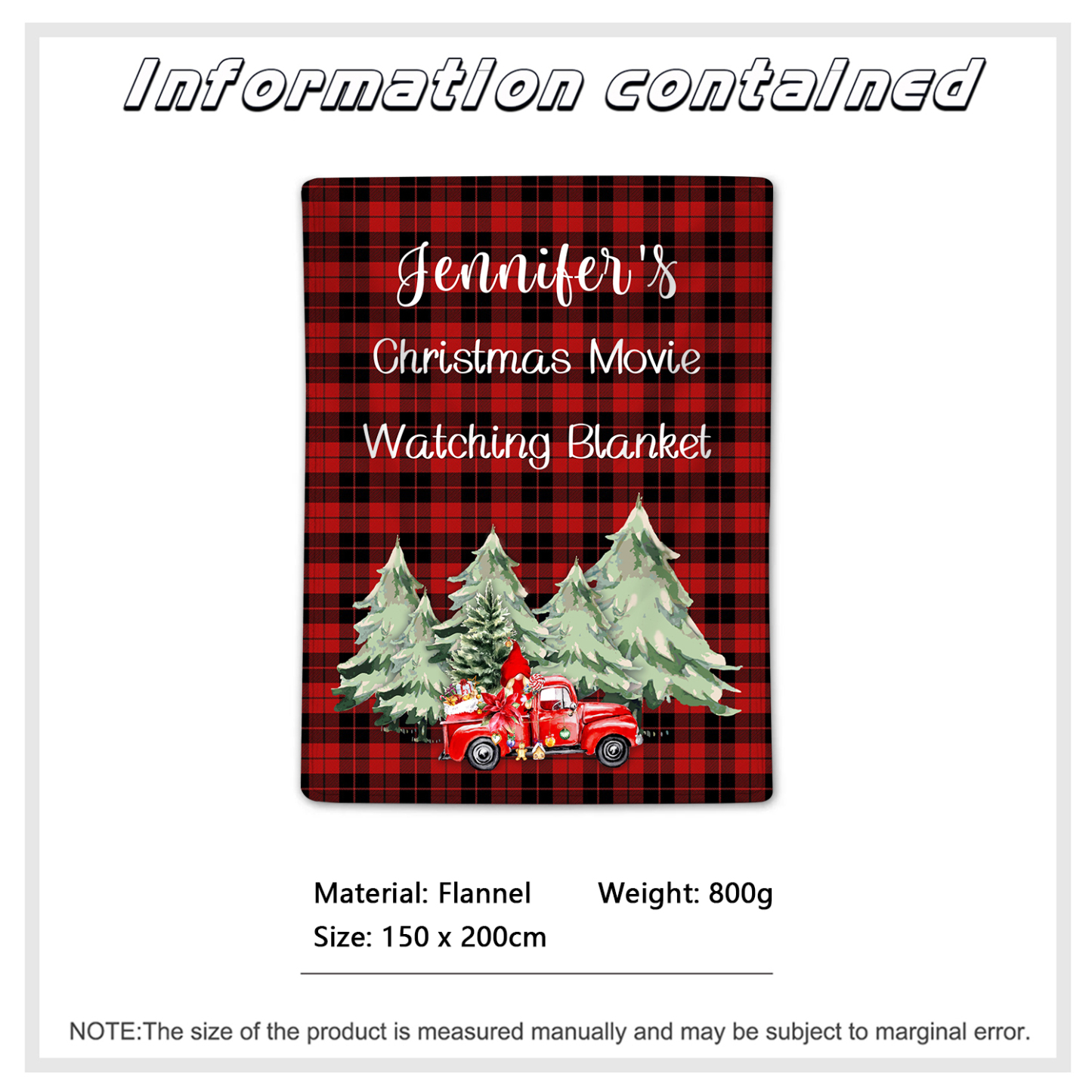Personalised Christmas Movie Blanket Custom Name Blanket Christmas Gift for Family Friends - Christmas Movie Watching Blanket-Jessemade AU