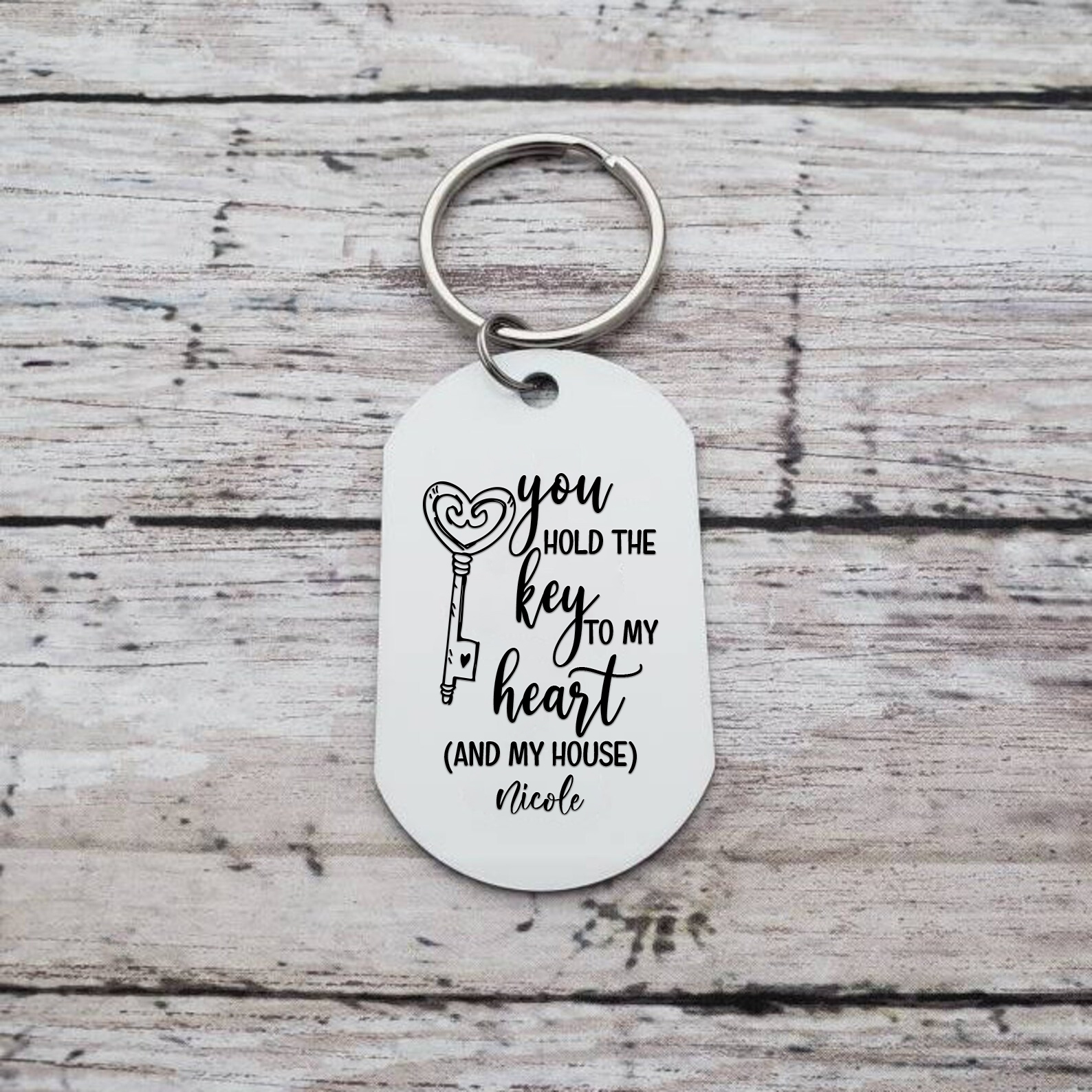 Personalised Photo & Name Keychain Stainless Steel Couple Gift - You Hold The Key To My Heart -Jessemade AU