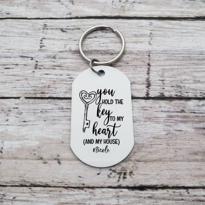 Personalised Photo & Name Keychain Stainless Steel Couple Gift - You Hold The Key To My Heart -Jessemade AU