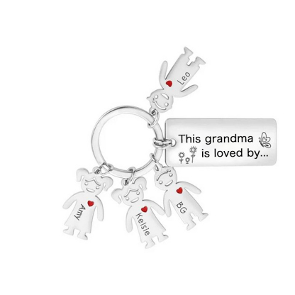 Custom 5 Names Personalised Family Keychain Gift for Grandma-Jessemade AU