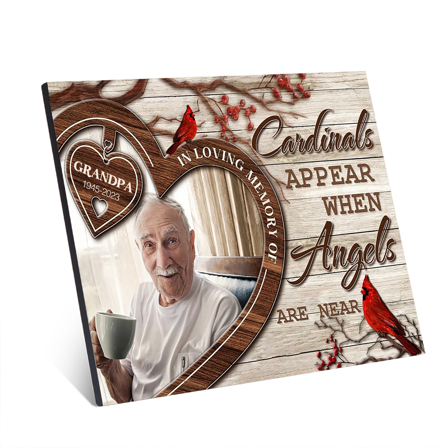 Personalised Memorial Photo Frame Cardinal Wood Signs-Jessemade AU