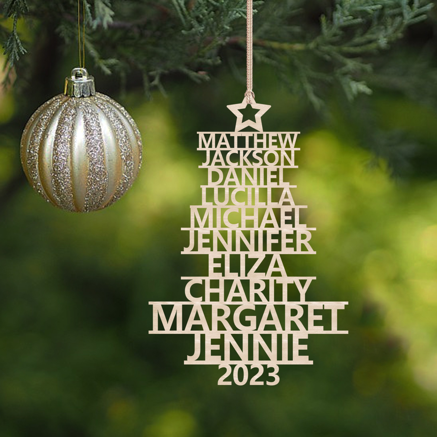 10 Names - Personalised Christmas Tree Ornaments Customised Name Xmas Wooden Decor Gifts for Family Friends-Jessemade AU