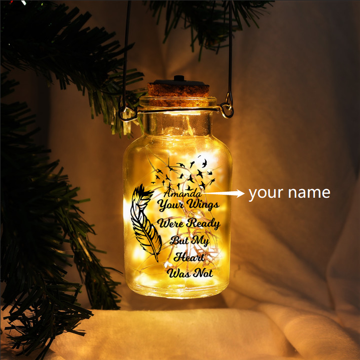 Personalised Memorial Jar Night Light Your Wings Were Ready But My Heart Was Not LED Lamp-Jessemade AU