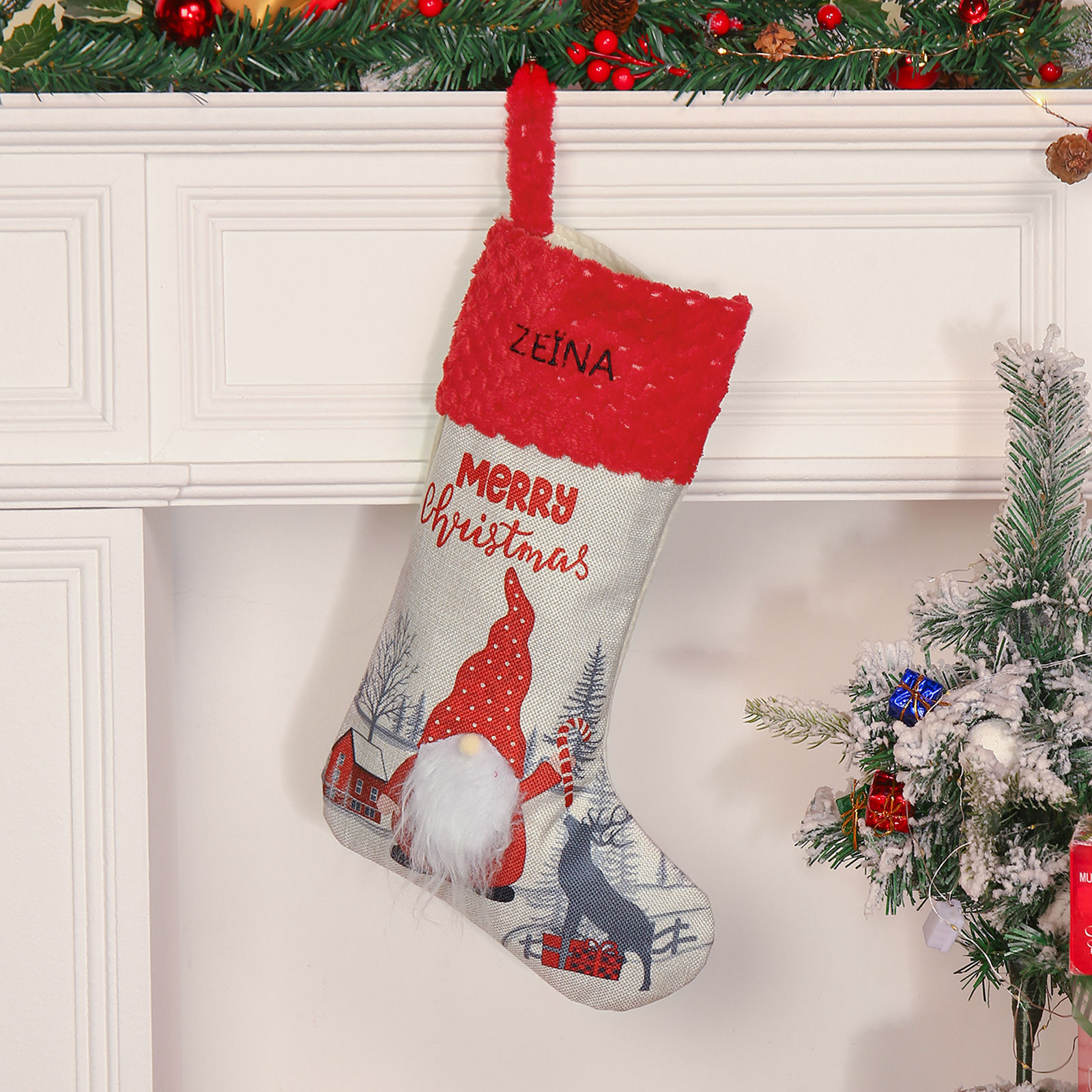 Personalised Christmas Stocking Ornaments Custom 1 Name Santa Claus Socks Gifts for Family Friends-Jessemade AU