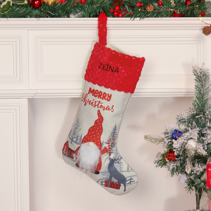 Personalised Christmas Stocking Ornaments Custom 1 Name Santa Claus Socks Gifts for Family Friends-Jessemade AU