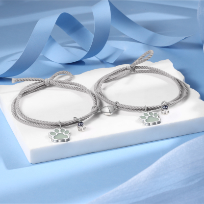 Personalised Photo Projection Bracelet Set Dog Paw Fluorescent Magnetic Bracelet Matching Gifts For Couples/Friends-Jessemade AU