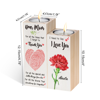 Dear Mum/Mom Candle Holder Custom Name Wooden Candlestick - For All The Times That I Forget To Thank You-Jessemade AU