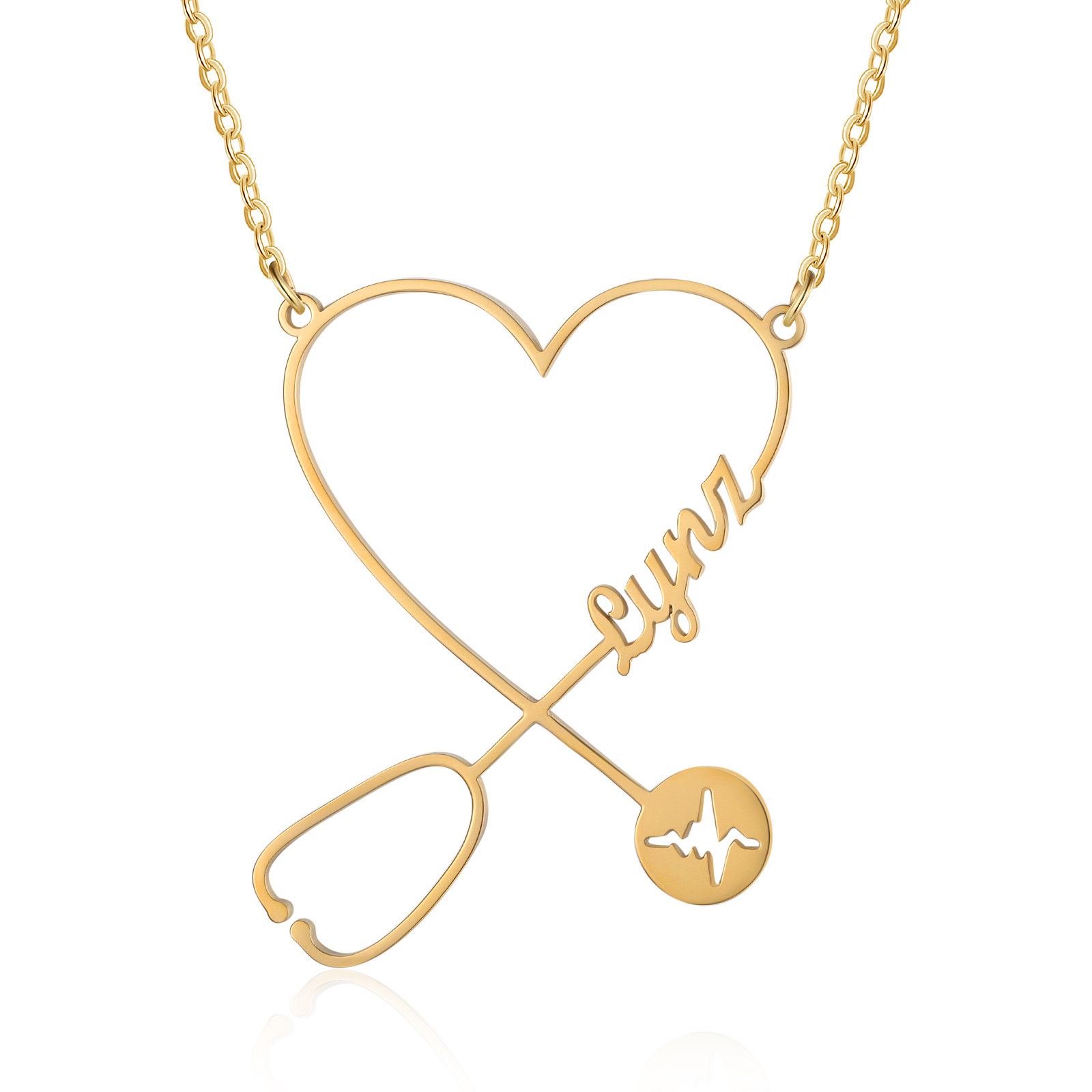 Stethoscope Name Necklace Heart Shape Personalised Name Necklaces Gift for Nurse-Jessemade AU