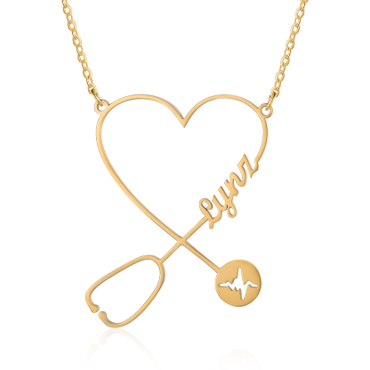 Stethoscope Name Necklace Heart Shape Personalised Name Necklaces Gift for Nurse-Jessemade AU