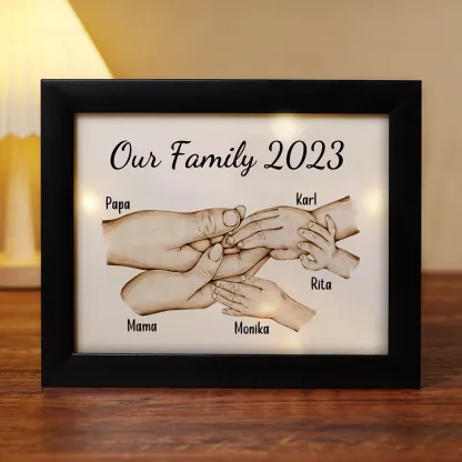Personalised Family Holding Hands Picture Frames With Light Custom 5 Names Home Decor Gifts-Jessemade AU