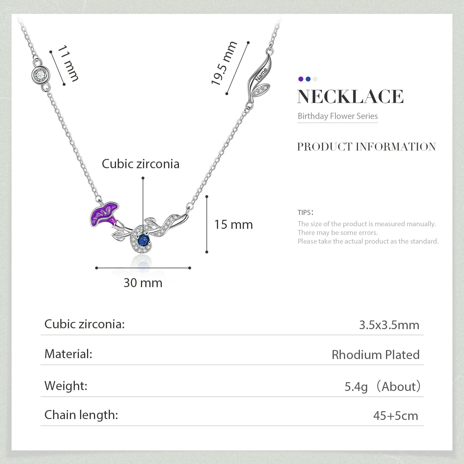 Personalised September Birthflower Necklace With Birthstone Best Gift For Her-Jessemade AU