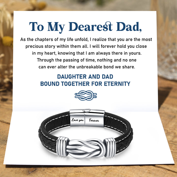 To My Dearest Dad Bracelet Leather Knot Bracelet "Daughter And Dad Bound Together For Eternity" Father's Day Birthday Gift -Jessemade AU