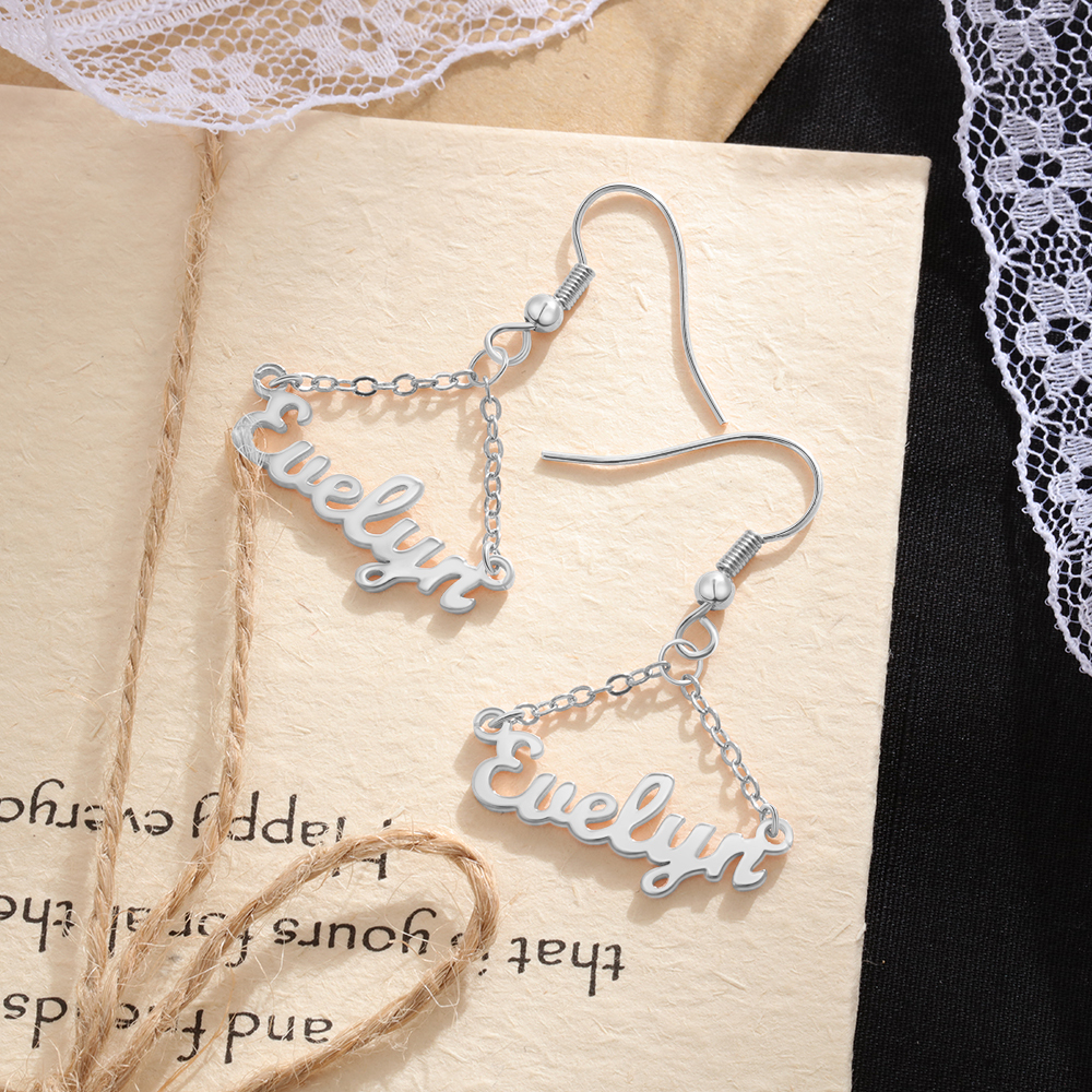 Personalised Name Drop Earring Customised Triangle Earrings for Her-Jessemade AU
