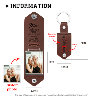 Personalised Photo & Birth Flower &  Name Keychain Leather Keychain - I Know You've Loved Me As Long As I've Lived-Jessemade AU