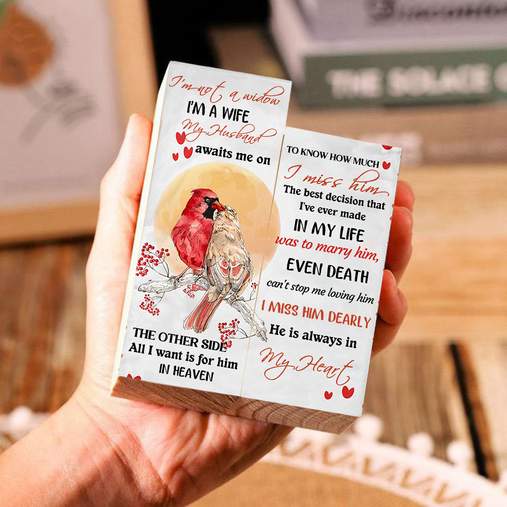 "I'm Not A Widow"  Wooden Candle Holder Cardinal Candlesticks Memorial Gifts-Jessemade AU