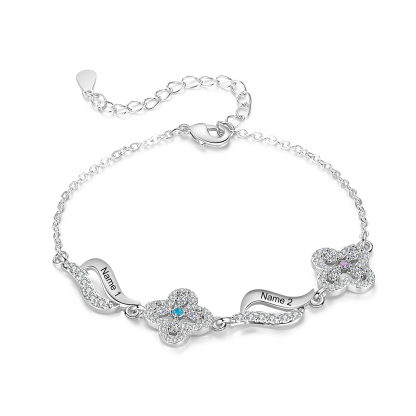 Personalised 2 Birthstones Engraved 2 Names Bracelet Women's Bracelets Birthday Gift for Her-Jessemade AU
