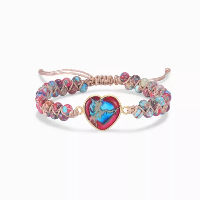 To My Granddaughter Love You Forever Jasper Heart Bracelet-Jessemade AU
