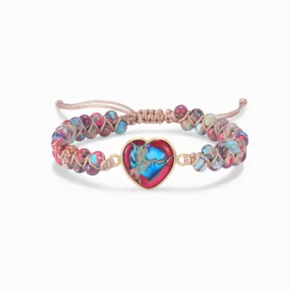 To My Granddaughter Love You Forever Jasper Heart Bracelet-Jessemade AU