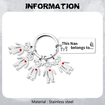 5 Names - Personalised Keychain with Kid Charms Engraved Names Keychain Mother's Day Gift for Mum/Nan-Jessemade AU