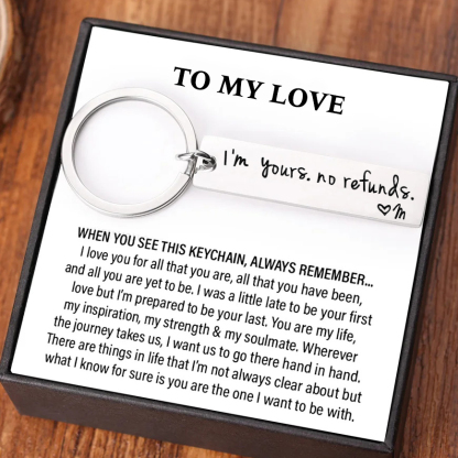 Funny Couple Keychain Personalized Initial Key Ring I'm yours. no refunds Funny Gift for Couple