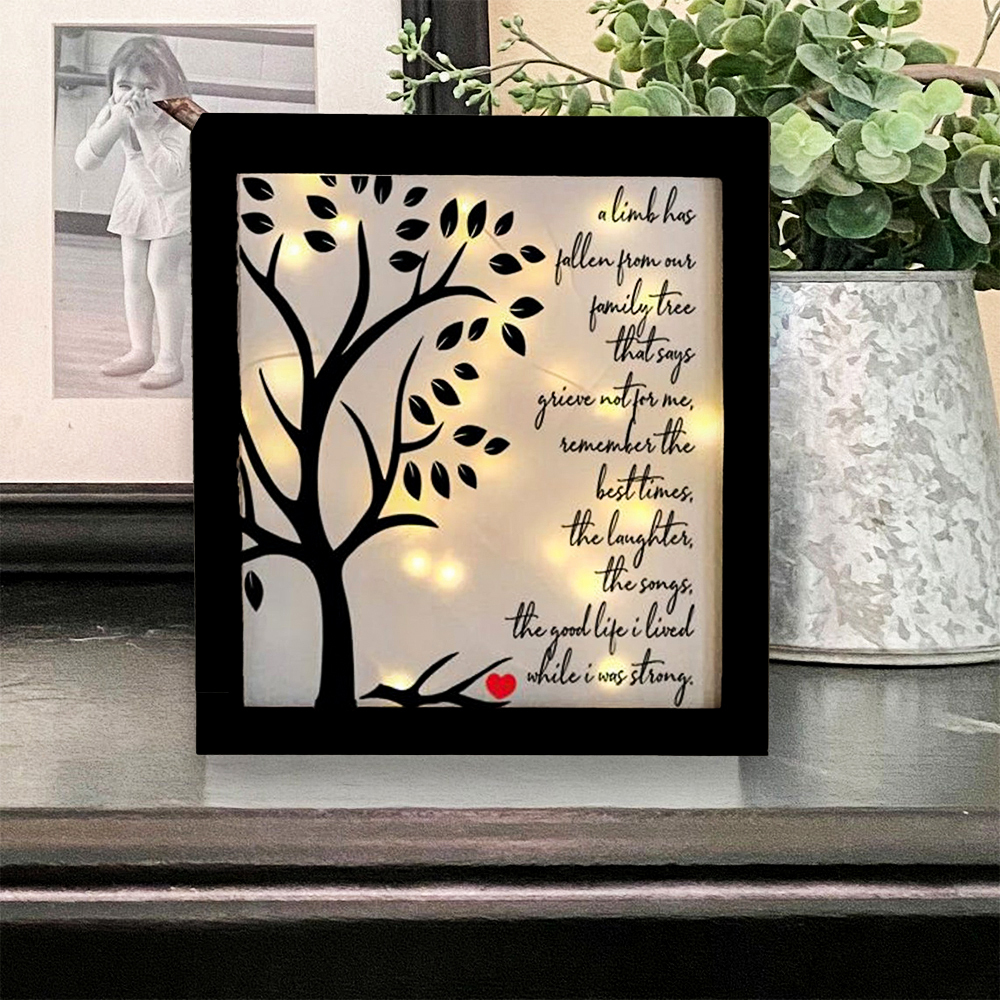 Tree of Life Frame A Limb Has Fallen Lighted Shadow Box Memorial Gifts-Jessemade AU