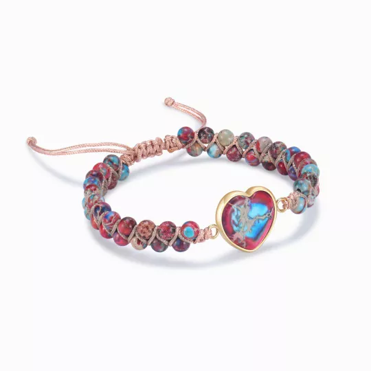 To My Granddaughter Love You Forever Jasper Heart Bracelet-Jessemade AU