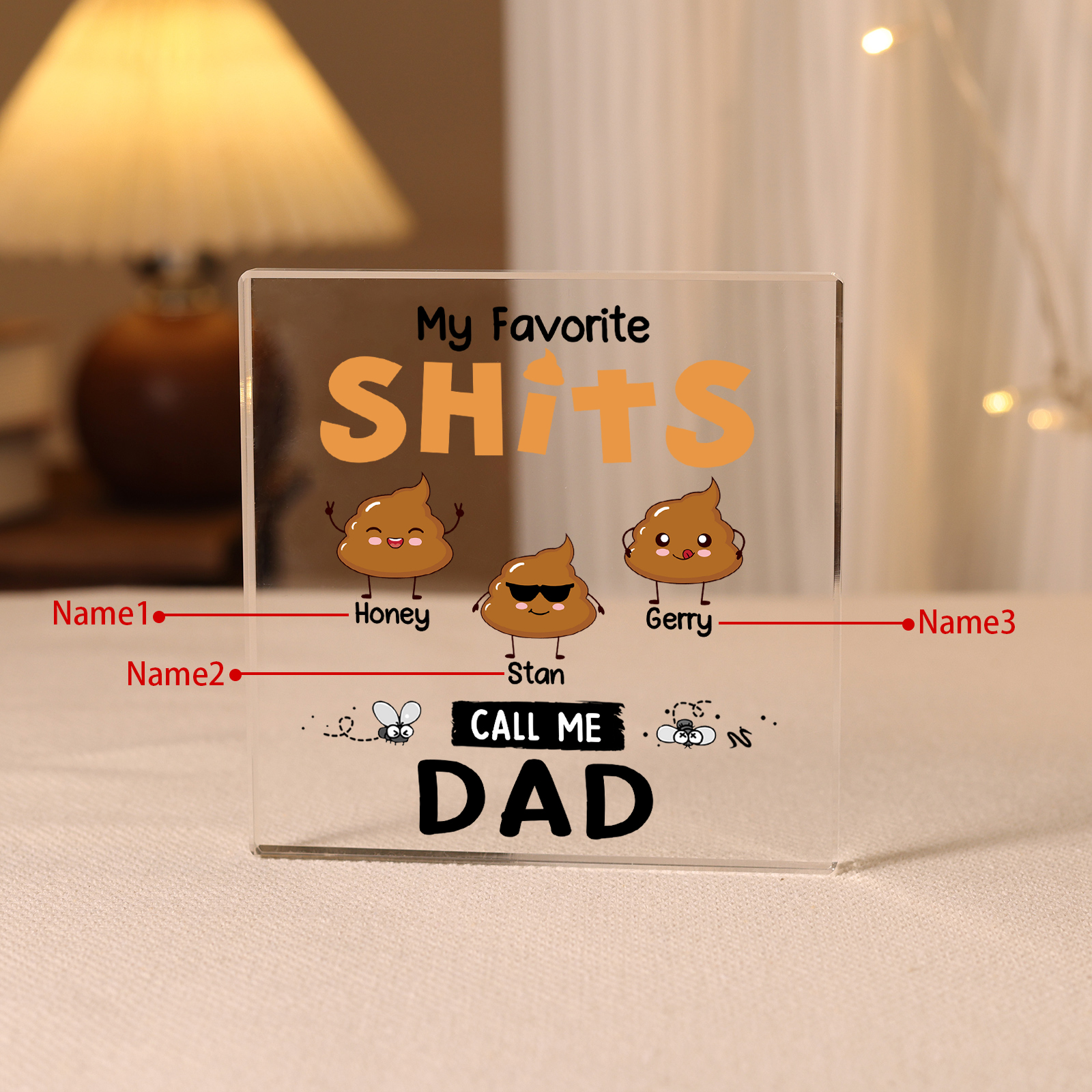 3 Names - Personalised Acrylic Square Keepsake Funny Rectangle Plaque Father's Day Creative Gift for Dad-Jessemade AU