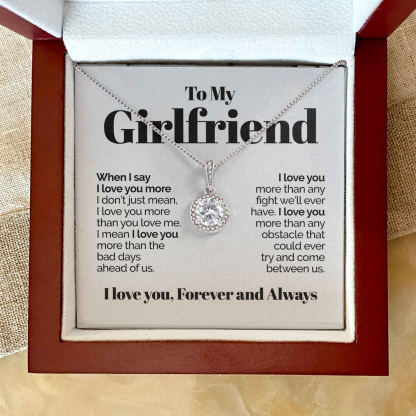 To My Girlfriend Necklace Round Pendant Necklace Valentine's Day Gift for Her - I Love You Forever and Always-Jessemade AU