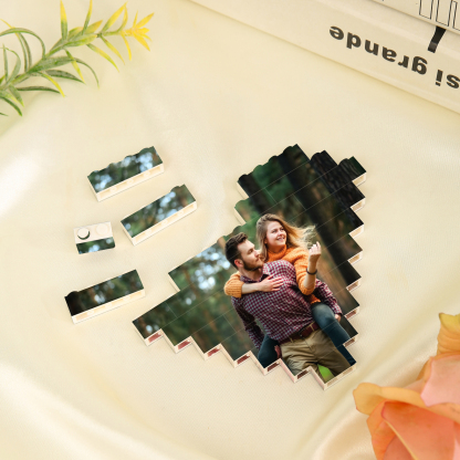 Personalised Spotify Code Heart Shape Building Blocks Puzzle Photo Brick Square Shape Puzzle DIY Gift - Single Layers-Jessemade AU