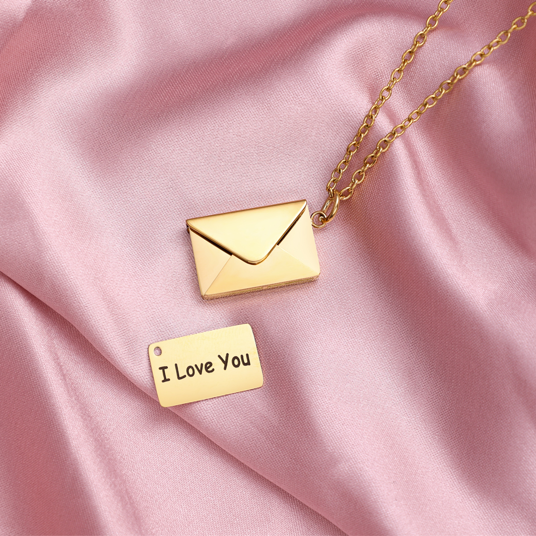 Personalised Envelope Locket Necklace Engrave Secret Love Letter Necklace Romantic Gifts-Jessemade AU