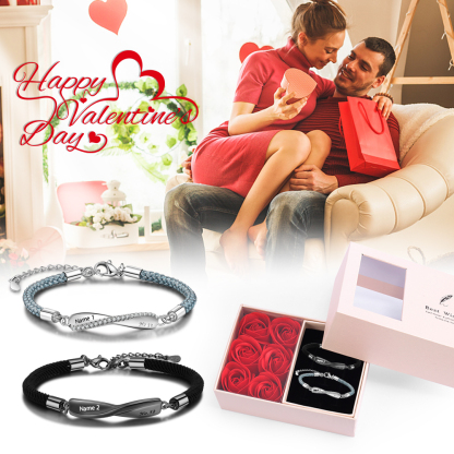 Customised Couple Bracelets Engrave Names Matching Bracelet Love Gifts-Jessemade AU