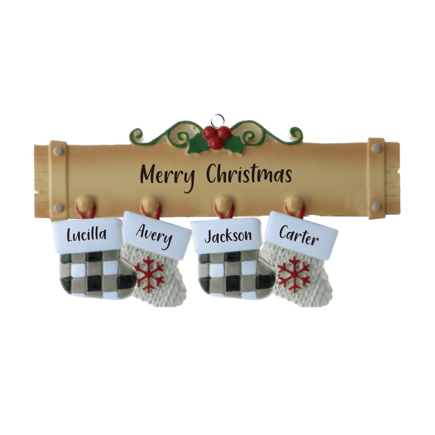 4 Names - Personalised Christmas Stockings Ornaments Customised Name & Text Christmas Decor Wooden Gifts for Family Friends-Jessemade AU