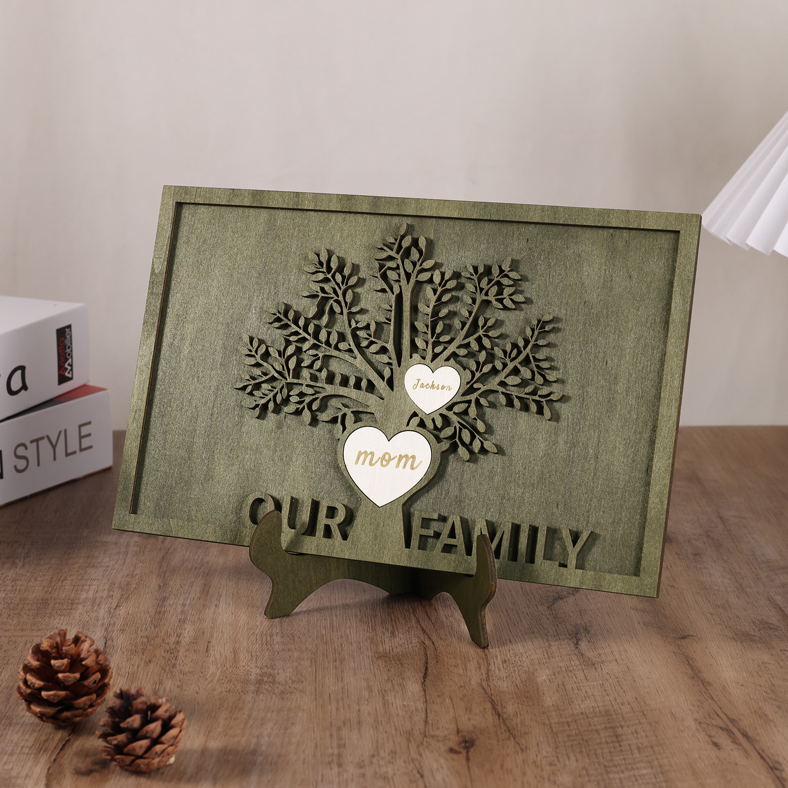 Family Tree Wood Frame Personalised Family Tree Sign Custom 2 Names Plaque-Jessemade AU