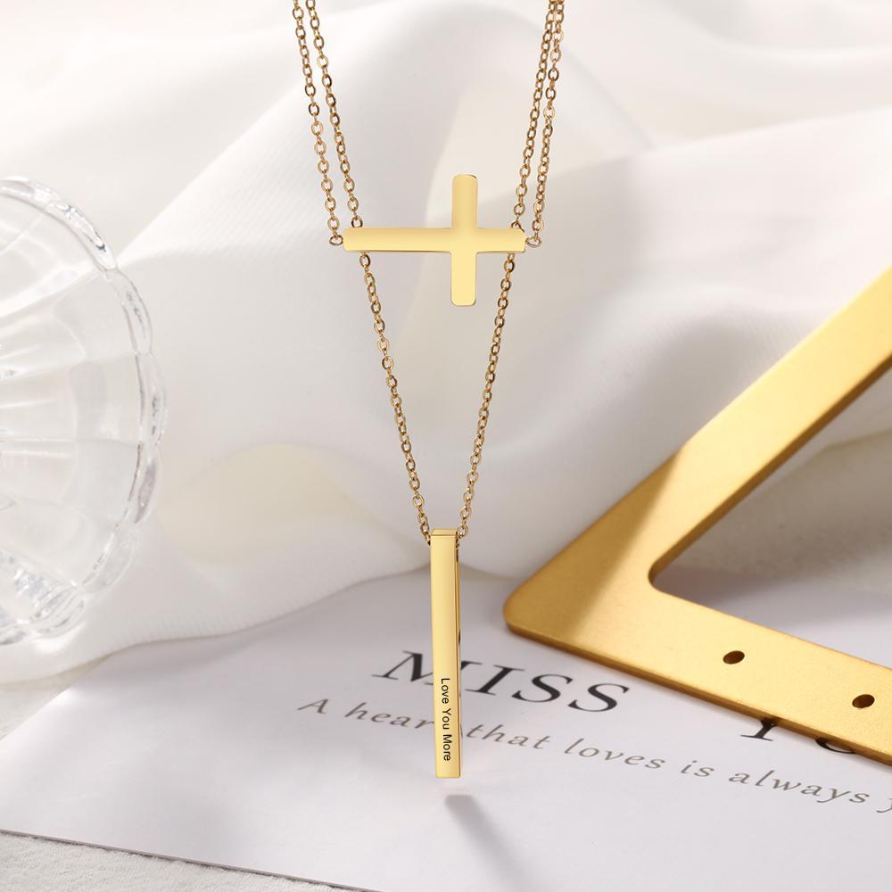 Engraved 4 Sides Vertical Bar Necklaces & Pendants-Jessemade AU