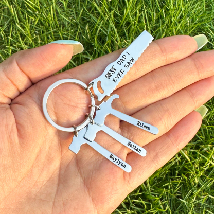 Father's Day Gifts Tool Keychain Personalised 1 Name Stainless Steel Keyring For Him-Jessemade AU