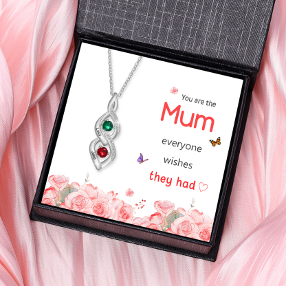 Personalised Twisted Pendant Necklace Custom 2 Birthstones & 2 Names Necklace Gifts for Her-Jessemade AU