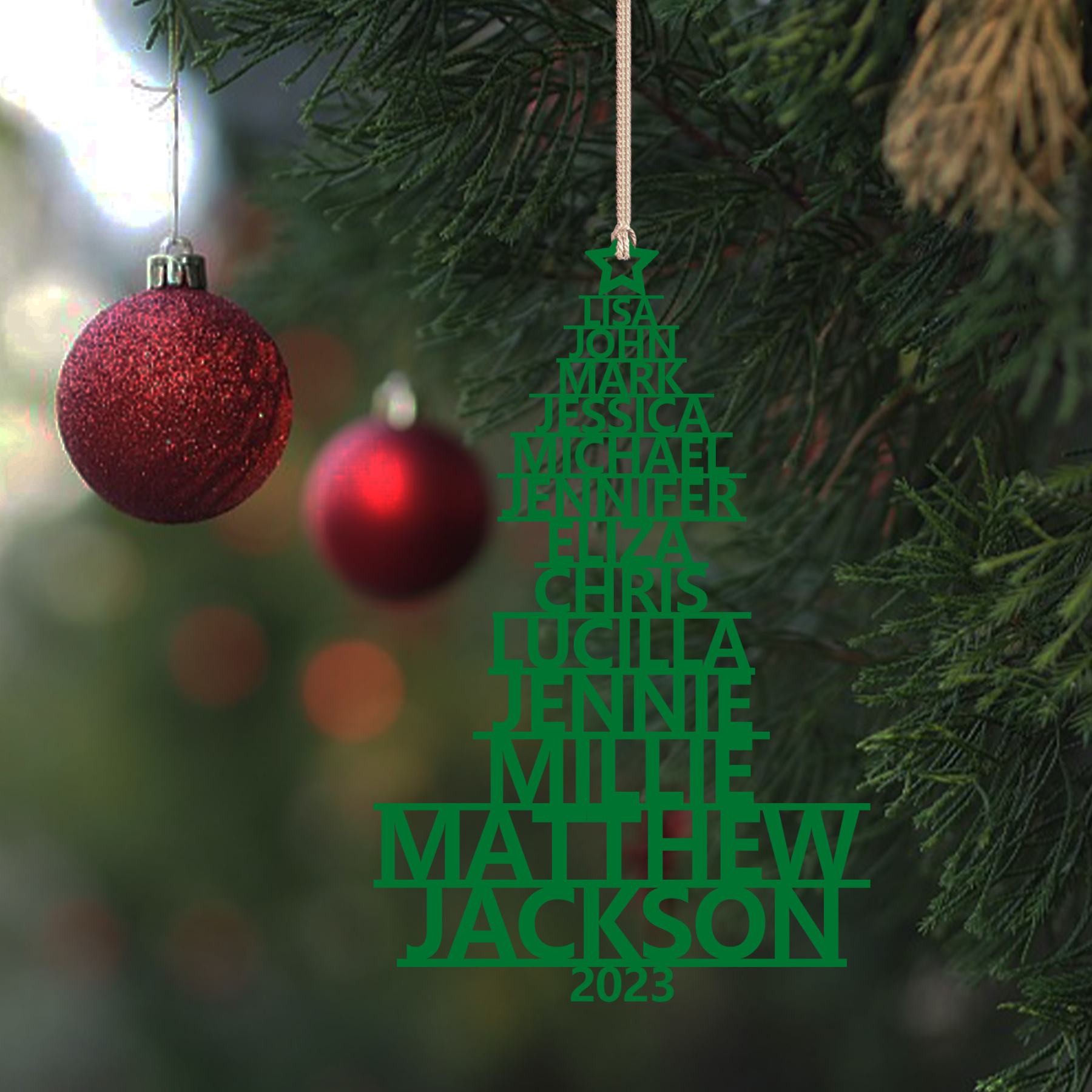 13 Names - Personalised Christmas Tree Ornaments Customised Name Xmas Wooden Decor Gifts for Family Friends-Jessemade AU