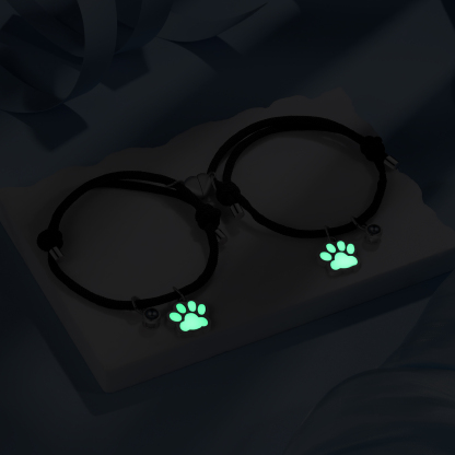Personalised Photo Projection Bracelet Set Dog Paw Fluorescent Magnetic Bracelet Matching Gifts For Couples/Friends-Jessemade AU