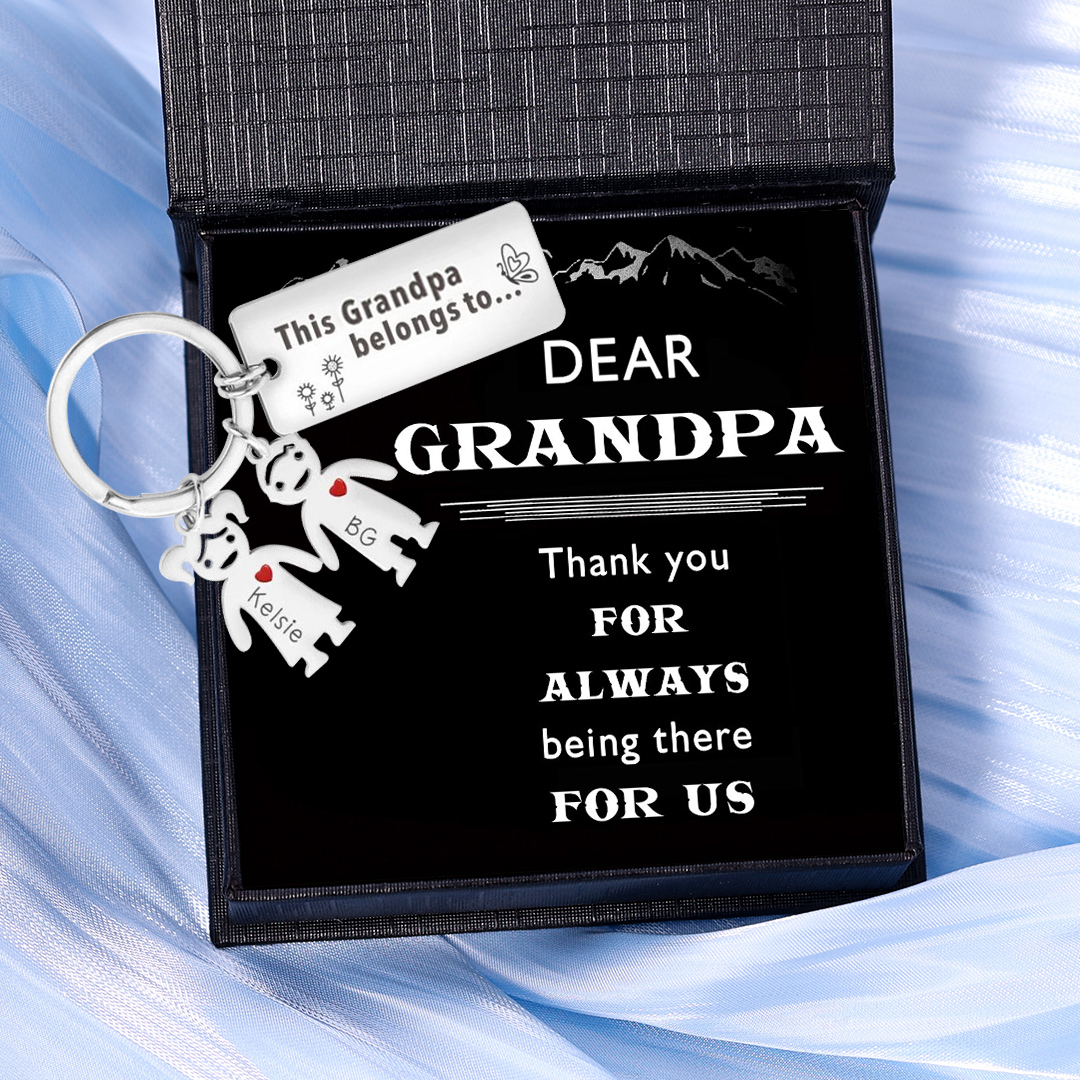 This Grandpa Belongs To Keychain Personalised Family Keychain with 2 Kid Charms Engrave 2 Names-Jessemade AU