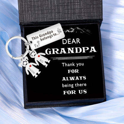 This Grandpa Belongs To Keychain Personalised Family Keychain with 2 Kid Charms Engrave 2 Names-Jessemade AU