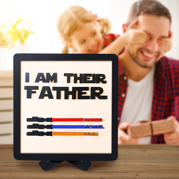 Personalised Star Wars Sign Father's Day Gifts - I AM THEIR FATHER - Wood Sign with 3 Names-Jessemade AU