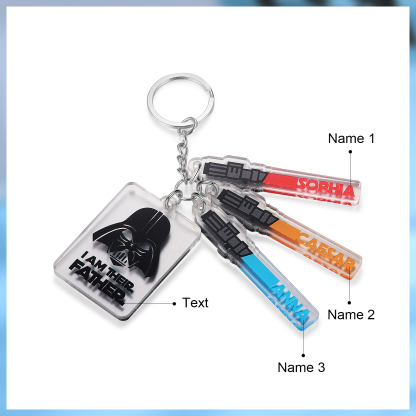3 Names - Personalised Text & Name Acrylic Keychain Star Wars Gifts for Father/Grandpa-Jessemade AU