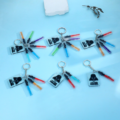 3 Names - Personalised Text & Name Acrylic Keychain Star Wars Gifts for Father/Grandpa-Jessemade AU