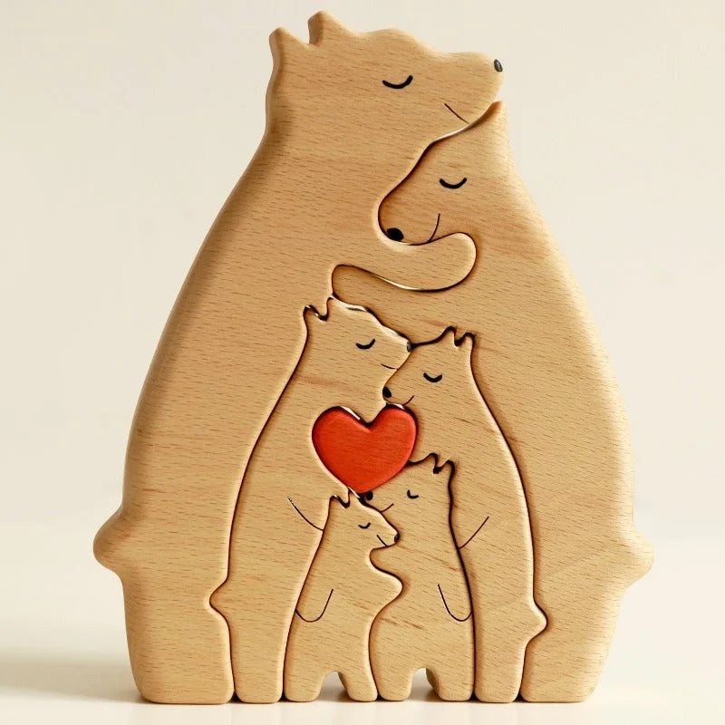 Personalised Wooden Bears Family Puzzle Custom 2 Names Gifts for Family-Jessemade AU