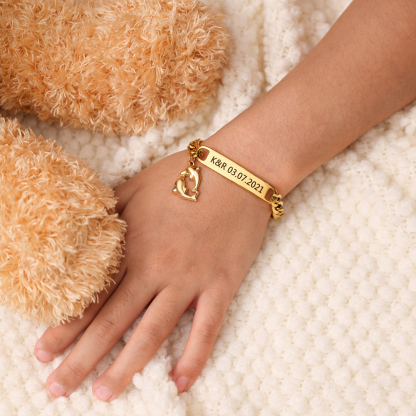 Baby Name Bracelet Personalised 1 Name Bracelet Dolphin Customised Bracelet Child Gift-Jessemade AU