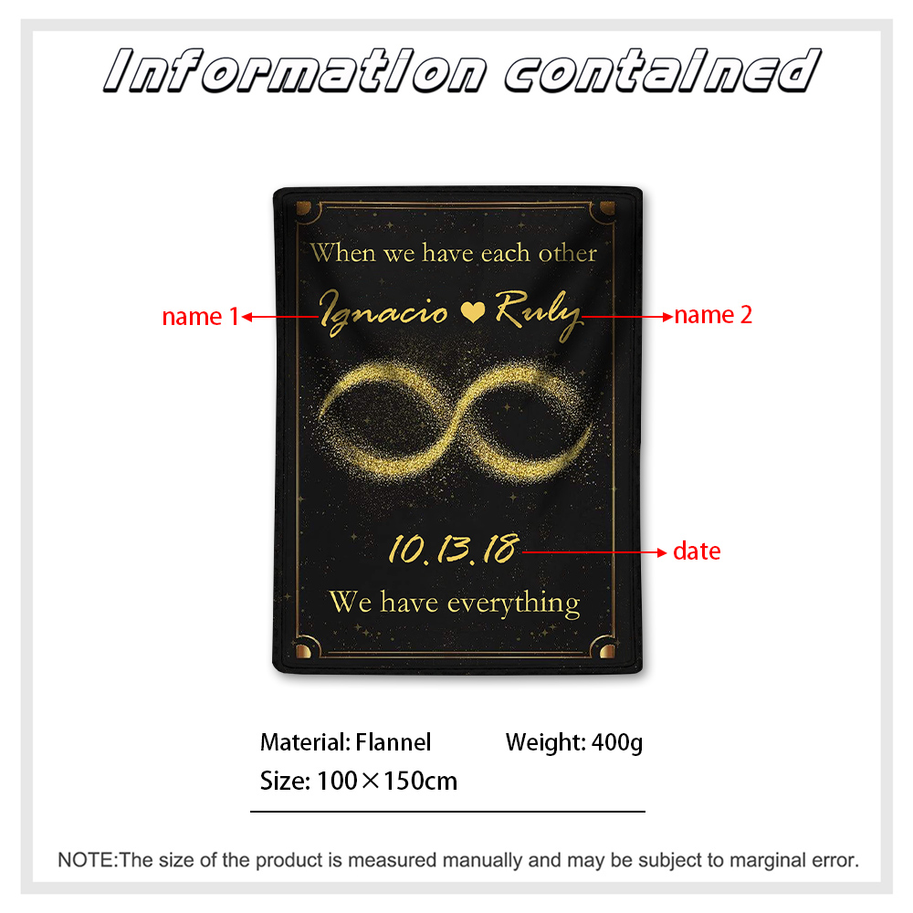 Personalised Couple Blanket Custom 2 Names  & Date Blanket Gift for Him/Her - When We Have Each Other, We Have Everything-Jessemade AU