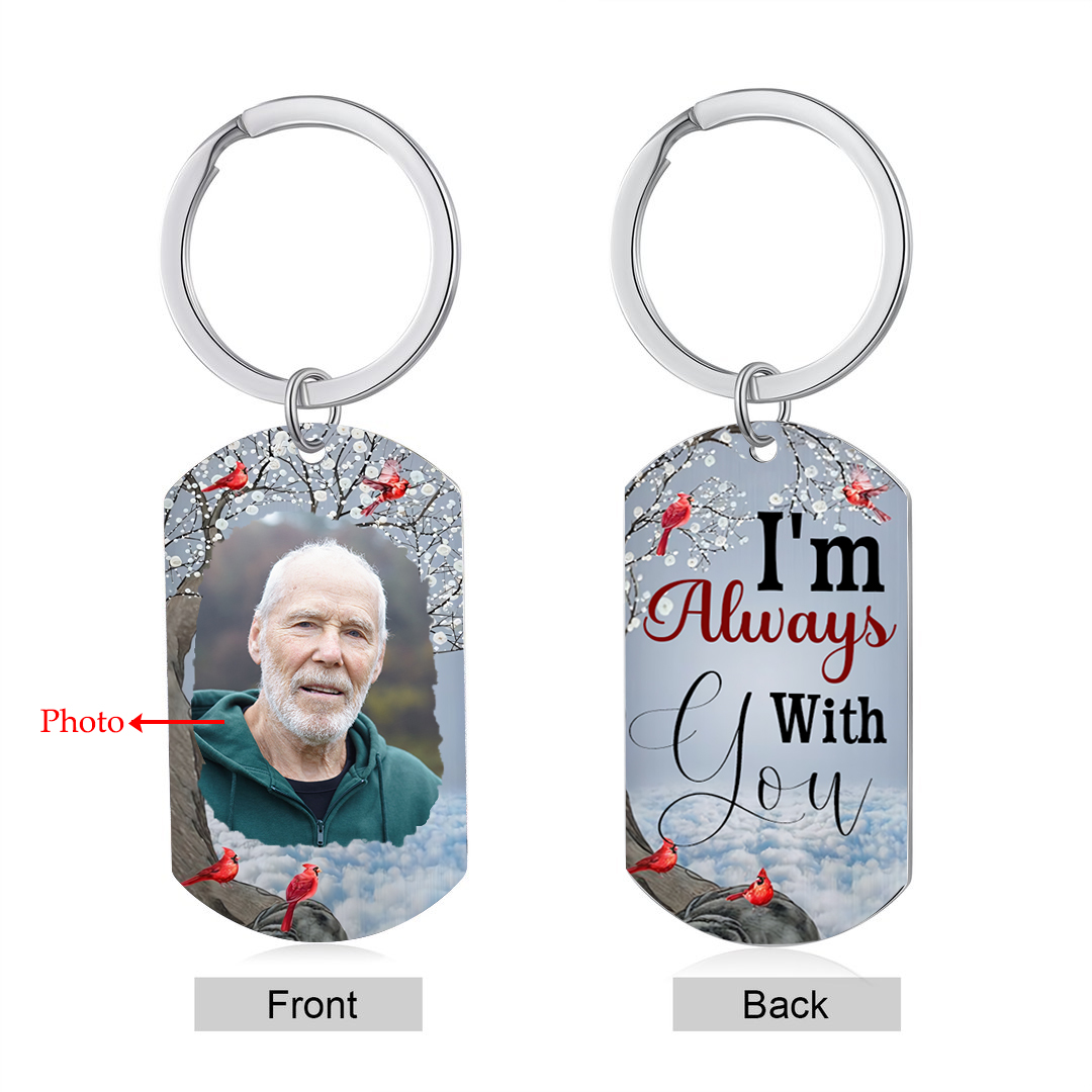 Cardinal Memorial Keychain Custom Photo Keyring Commemorate Deceased Loved Ones -  I'm Always With You-Jessemade AU
